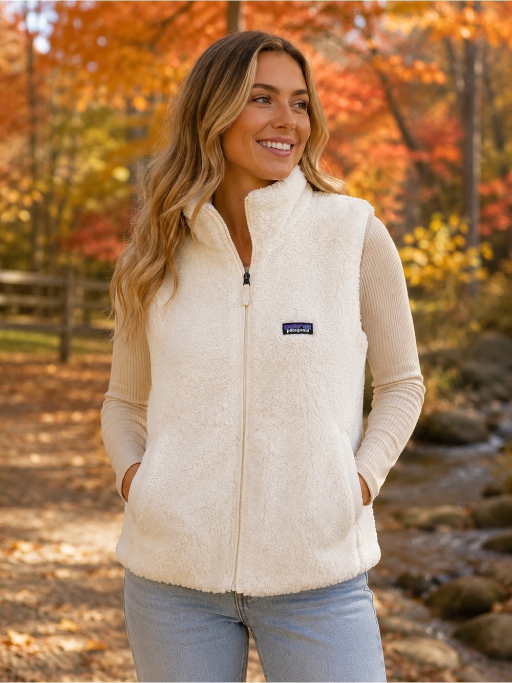 Patagonia Women's Los Gatos Fleece Vest in Birch White Ivory Soft Size XXL